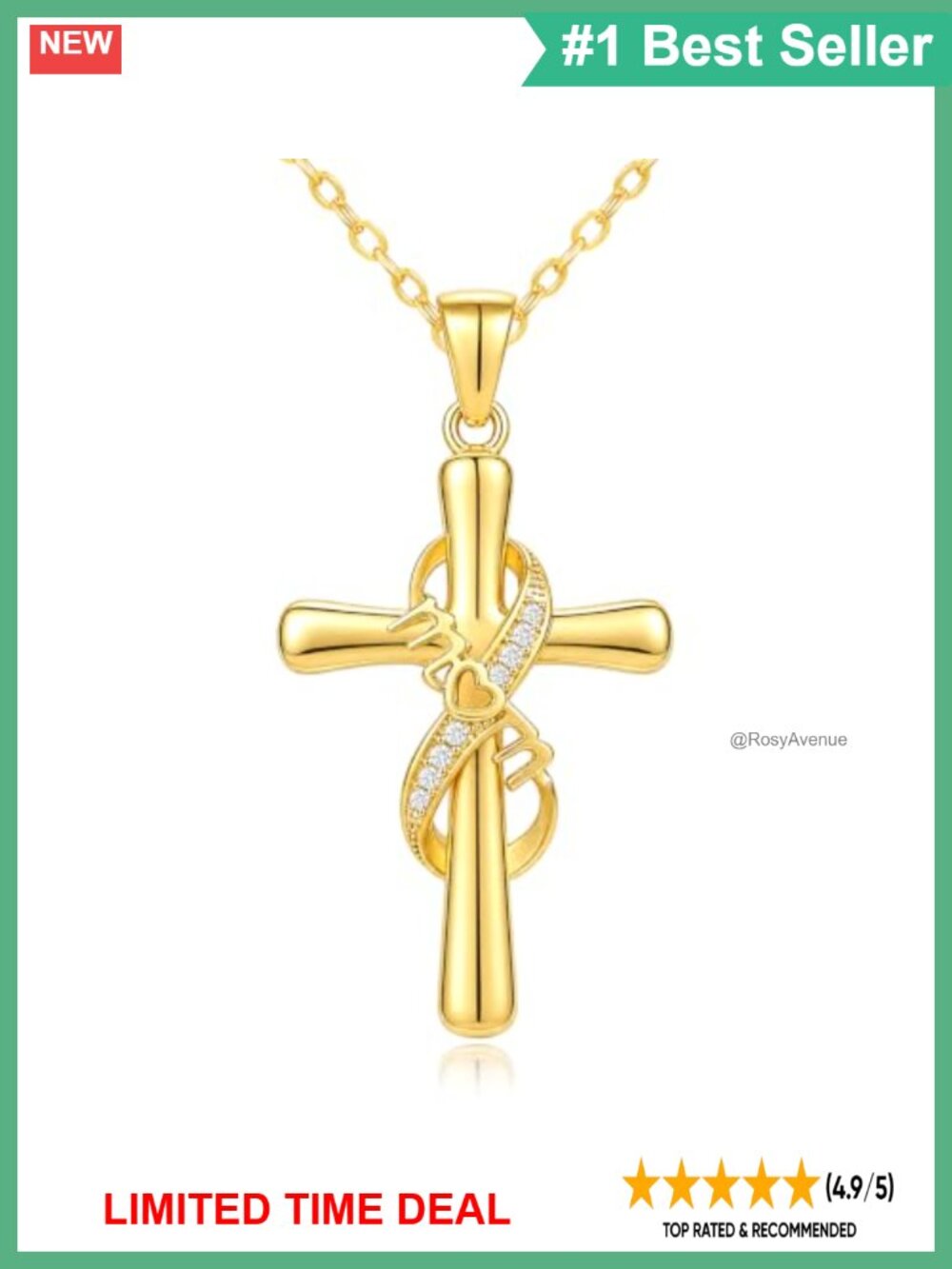 14K Gold Plated Cross Necklace for Women Faith Jewelry